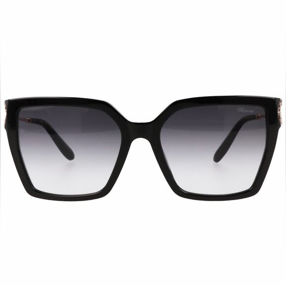 NEW!!! Chopard SCH371V 0700 Black Happy Hearts Women Sunglasses, Authentic